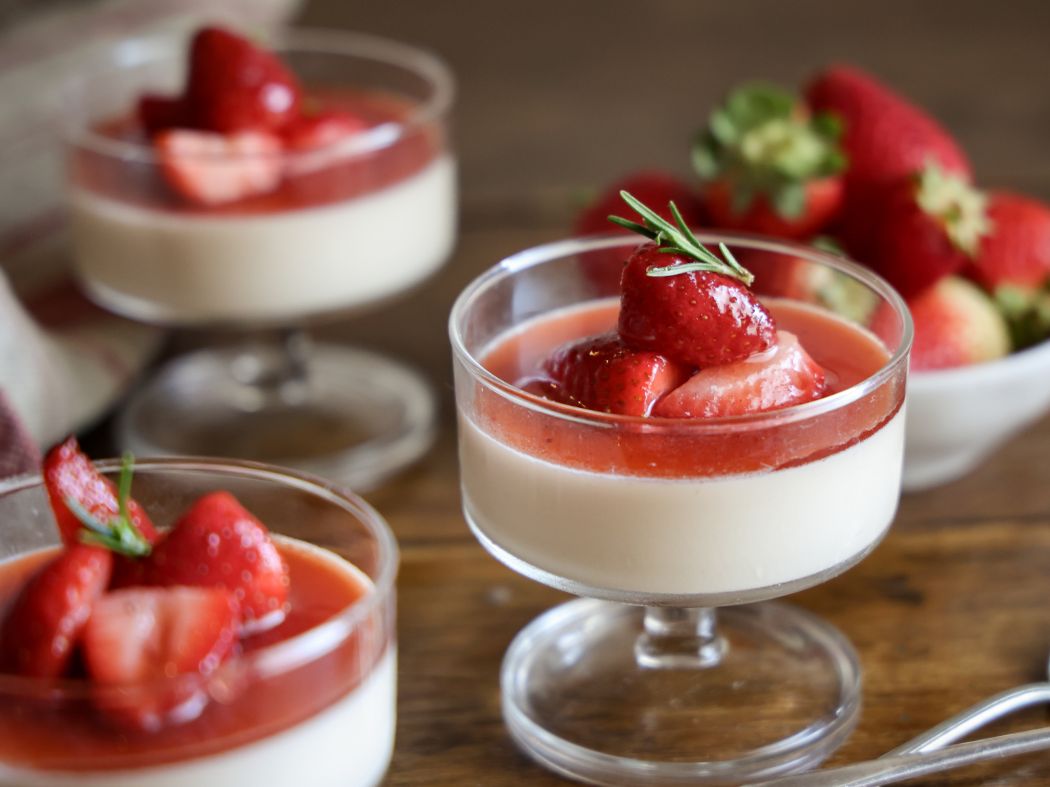 Honey & Strawberry Pannacotta with Bee Creamy Honey & Strawberry